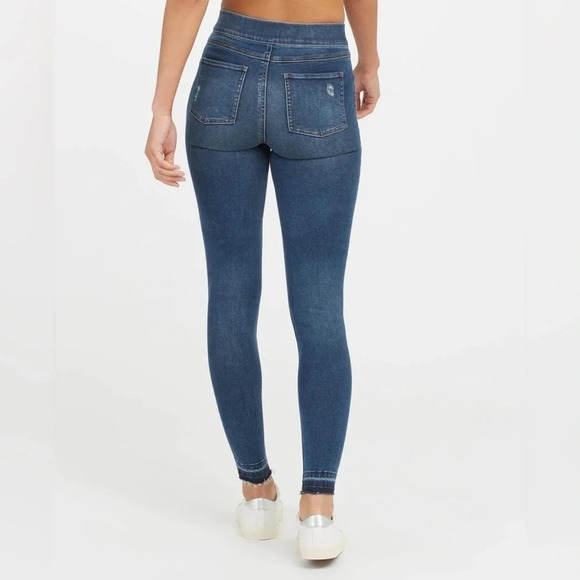 Spanx Distressed Ankle Skinny  Jeans Medium Wash - Picture 3 of 10